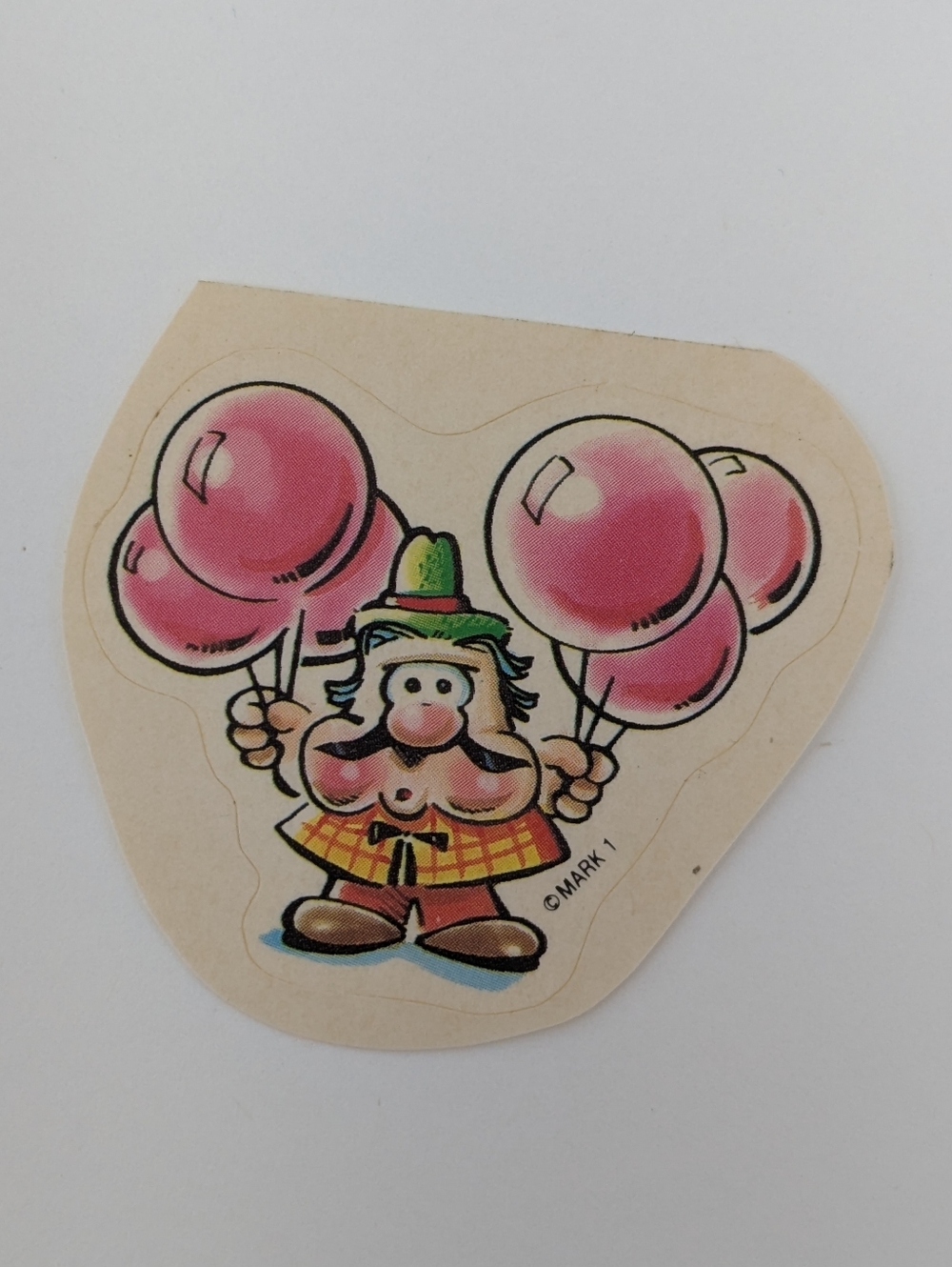 Vintage Sticker Scratch and Sniff Bubble Gum Celebrity Mark 1983 Baloon Man